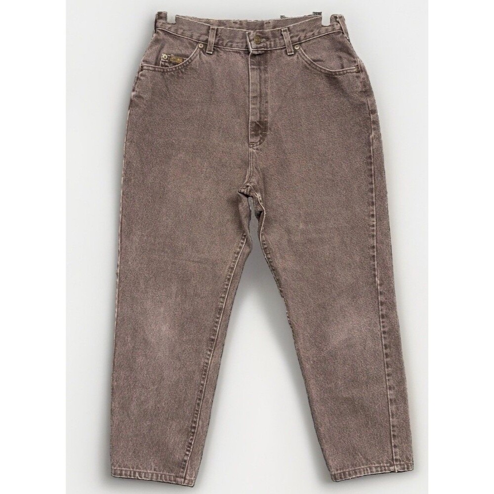 Lee High Waisted Jeans Rusty Brown Mom Tapered Leg USA Made 80s 90s Size 14P USA
